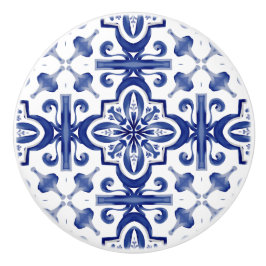 Blauwe tegels, mozaïek, majolica, keramische knop