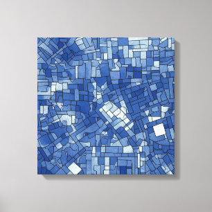 Blauwe Tegels op vierkant canvas Afdruk