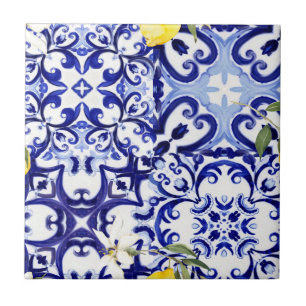 Blauwe tegels, Siciliaans, majolica, mozaïekkunst, Tegeltje