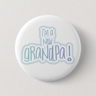 Blauwe tekst Ik ben een nieuwe opa Ronde Button 5,7 Cm