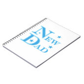 Blauwe tekst Nieuwe pap cadeaus Notitieboek (Linkerzijde)