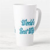 Blauwe tekst over Wife Latte Mok (Rechterhoek)