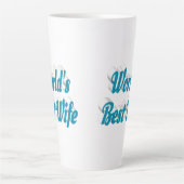 Blauwe tekst over Wife Latte Mok (Voorkant)