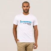 Blauwe tekst transformeren t-shirt (Voorkant volledig)