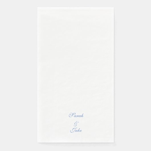Blauwe tekst Witte Bruiloft Servet (Voorkant)
