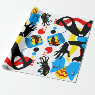 Blauwe televisie cadeaupapier