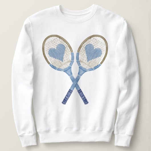 Blauwe tennisrackets met hartjes sweatshirt (Design voorkant)