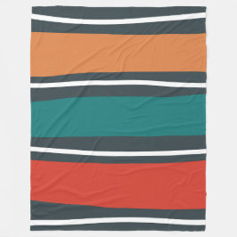 Blauwe terracotta rode witte retro golven fleece deken