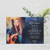 Blauwe Textuur Achtergrond Afstuderen Aankondiging (Staand voorkant)