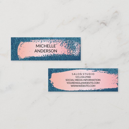 Blauwe textuur Achtergrond | Roze geborsteld Mini Visitekaartje (Voorkant / Achterkant)