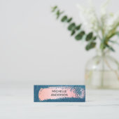 Blauwe textuur Achtergrond | Roze geborsteld Mini Visitekaartje (Staand voorkant)