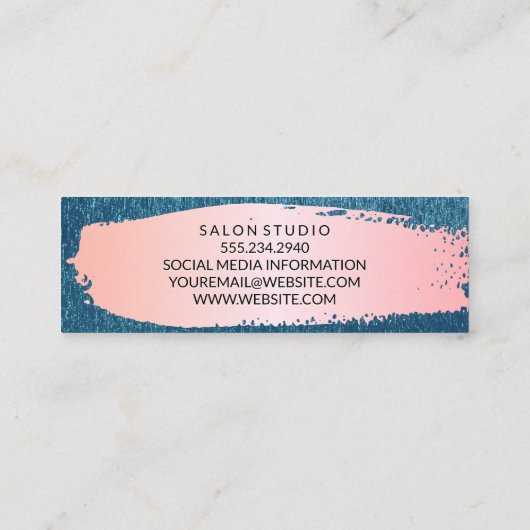 Blauwe textuur Achtergrond | Roze geborsteld Mini Visitekaartje (Achterkant)