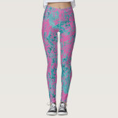 Blauwe textuur boven op een roze vaste kleur. leggings (Voorkant)