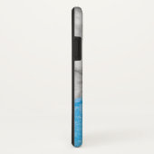 blauwe textuurmarmer met monogram Case-Mate iPhone case (Achterkant / rechts)