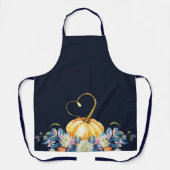 Blauwe Thanksgiving Pumpkin Floral Schort (Voorkant)