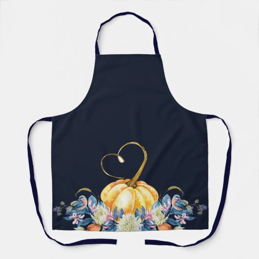 Blauwe Thanksgiving Pumpkin Floral Schort (Voorkant)