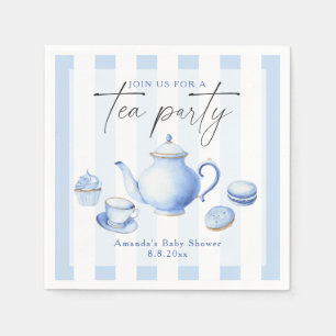 Blauwe Theepartij Baby Shower Servet