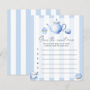 Blauwe theeparty Baby shower Raad de zoete troep