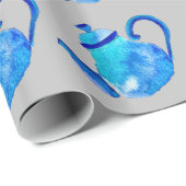 Blauwe theepot voor waterverf cadeaupapier (Rol Hoek)