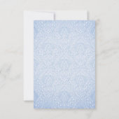 Blauwe Tiara & Damask Sweet16 RSVP Kaart (Achterkant)
