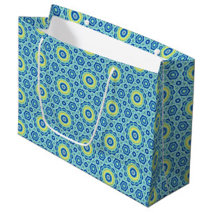 Blauwe Tie Dye Mandala Patroon Grote Gift Bag Groot Cadeauzakje