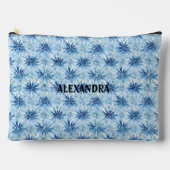 Blauwe Tie kleurstof bloem patroon Aangepaste naam Etui (Voorkant)