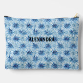 Blauwe Tie kleurstof bloem patroon Aangepaste naam Etui (Achterkant)