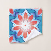 Blauwe, tien stub sterren kaleidoscoop in zacht gl bad handdoek (Wasdoekje)