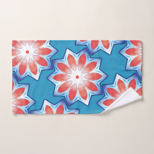 Blauwe, tien stub sterren kaleidoscoop in zacht gl bad handdoek (Handdoek)