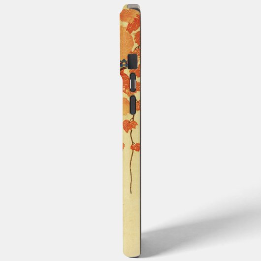 Blauwe tiervogel, Paulownia tak, rode herfstblader Case-Mate iPhone Case (Achterkant / Links)