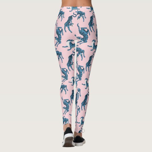 Blauwe Tijger Aziatisch Patroon Leggings (Achterkant)