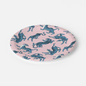 Blauwe Tijger Aziatisch Patroon Papieren Bordje (Gekanteld)