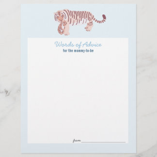 Blauwe Tijger Baby Shower Advieskaart Flyer