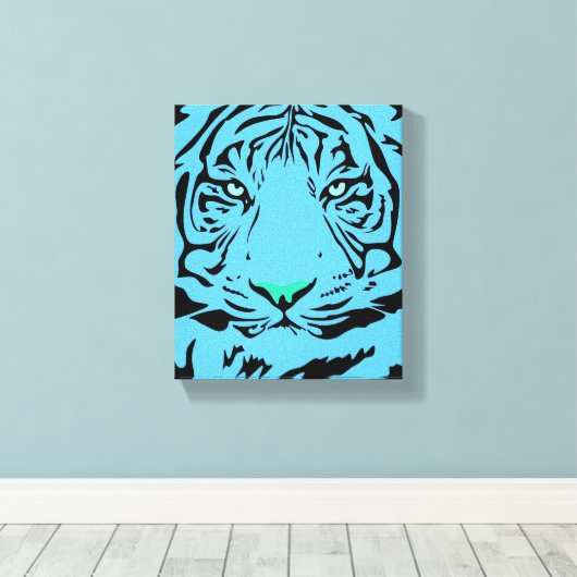 Blauwe tijger canvas afdruk (Insitu (Houten vloer))