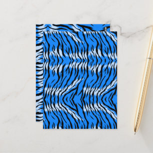 Blauwe Tijger Dier Huid Patroon Ontwerp Briefkaart