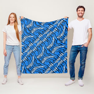 Blauwe Tijger Dier Huid Patroon Ontwerp Fleece Deken