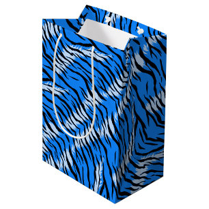 Blauwe Tijger Dier Huid Patroon Ontwerp  Medium Cadeauzakje