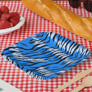 Blauwe Tijger Dier Huid Patroon Ontwerp  Papieren Bordje