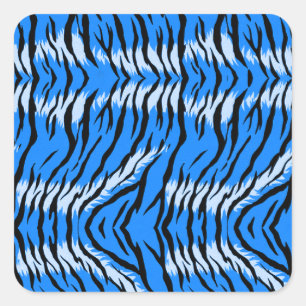 Blauwe Tijger Dier Huid Patroon Ontwerp Vierkante Sticker