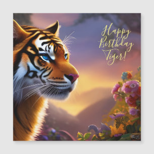 Blauwe tijger en roze bloemen