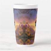 Blauwe tijger en roze bloemen latte mok (Voorkant)