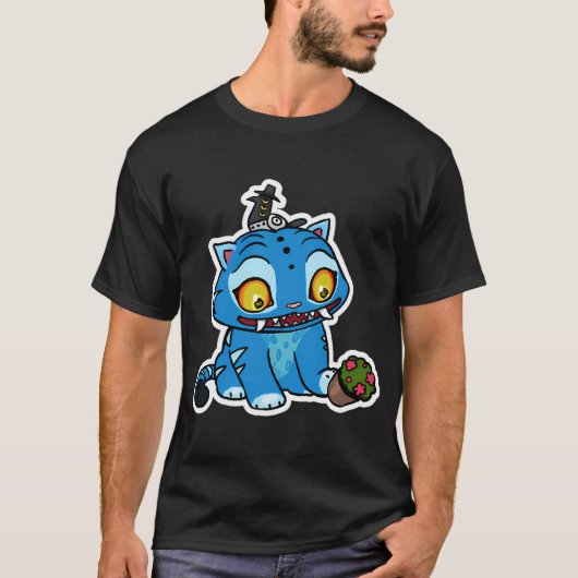 Blauwe tijger speelt met pot t-shirt (Voorkant)