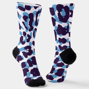 Blauwe Tijgerprint Custom Duurzame Premium Crew Sokken