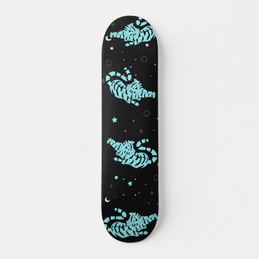 Blauwe Tijgers op Starry-achtergrond Skateboard (Voorkant)
