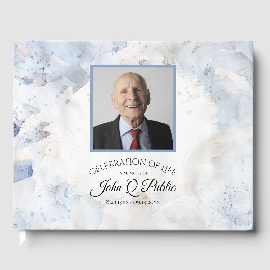 Blauwe Tint Anjer Viering van het Leven Memorial Gastenboek (Voorkant)