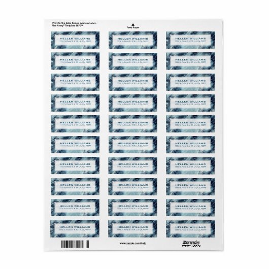 Blauwe tint marmer textuur etiket (Full Sheet)