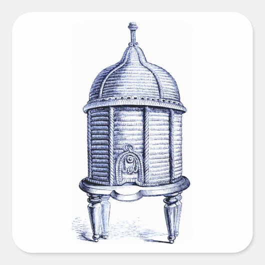 blauwe tint vierkante sticker (Voorkant)