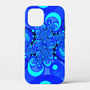 Blauwe tinten, moderne abstracte fractale kunst in iPhone 12 mini hoesje