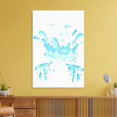 Blauwe tinten water spatten en waterdruppels canvas afdruk (Insitu (Woonkamer))
