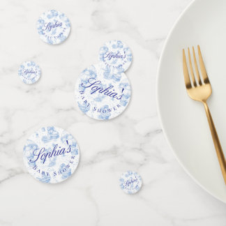Blauwe Toile de Jouy Baby Shower Tafelconfetti Confetti